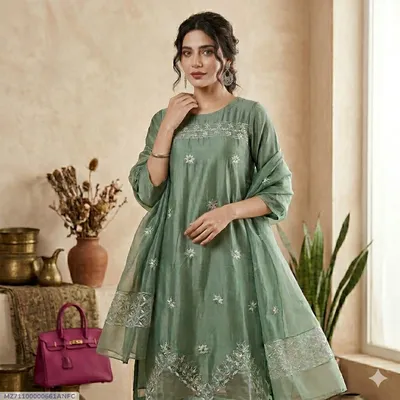 1 Pc Women's Stitched Arabic Lawn Embroidered Shirt