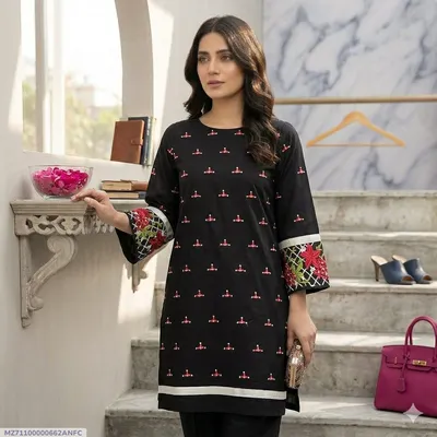1 Pc Women's Stitched Lawn Embroidered Shirt