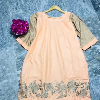 1 Pc Women's Stitched Arabic Lawn Embroidered Shirt thumbnail 2