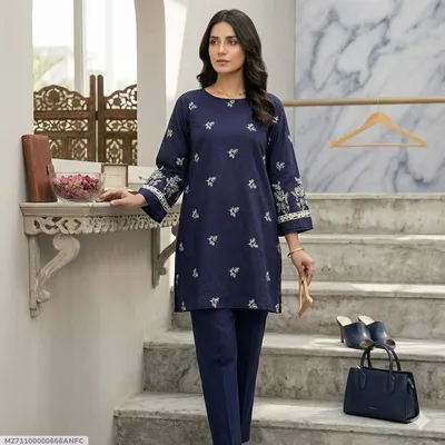 1 Pc Women's Stitched Lawn Embroidered Shirt