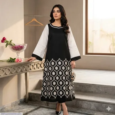 1 Pc Women's Stitched Lawn Embroidered Shirt