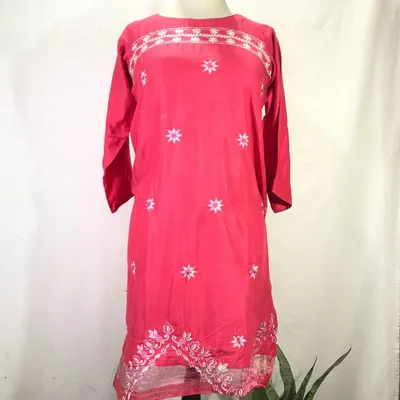 1 Pc Women's Stitched Arabic Lawn Embroidered Shirt thumbnail 2