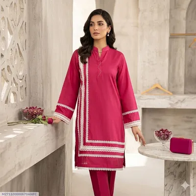 1 Pc Women's Stitched Lawn Plain Shirt