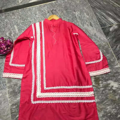 1 Pc Women's Stitched Lawn Plain Shirt thumbnail 2