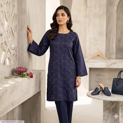 1 Pc Women's Stitched Lawn Embroidered Shirt