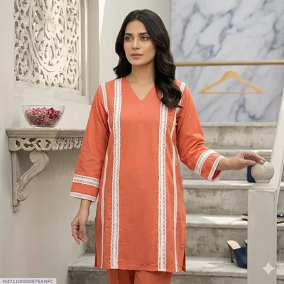 1 Pc Women's Stitched Lawn Plain Shirt