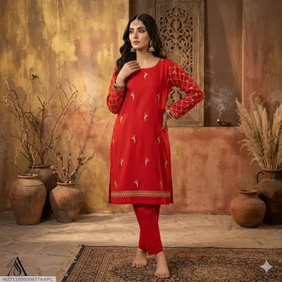 1 Pc Women's Stitched Arabic Lawn Embroidered Shirt
