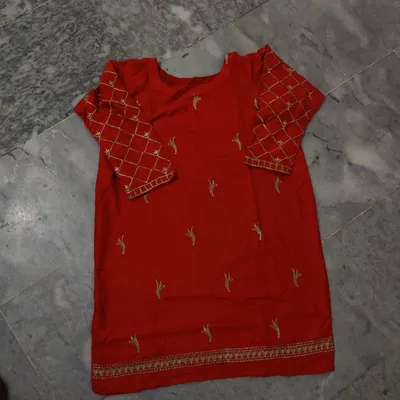 1 Pc Women's Stitched Arabic Lawn Embroidered Shirt thumbnail 2