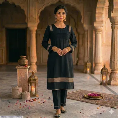 1 Pc Women's Stitched Arabic Lawn Embroidered Shirt thumbnail 3