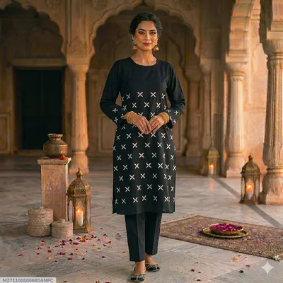 1 Pc Women's Stitched Arabic Lawn Embroidered Shirt