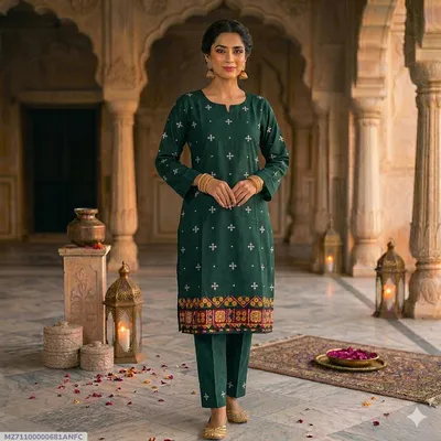 1 Pc Women's Stitched Arabic Lawn Embroidered Shirt