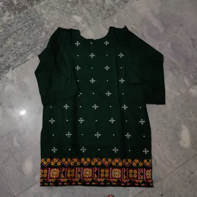 1 Pc Women's Stitched Arabic Lawn Embroidered Shirt thumbnail 2