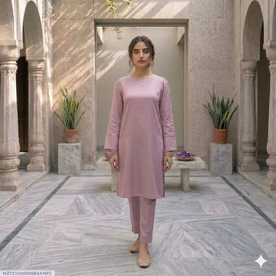 1 Pc Women's Stitched Arabic Lawn Plain Shirt
