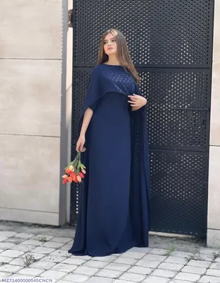 Navy Blue Chiffon Maxi Dress Medium to Large with Dupatta