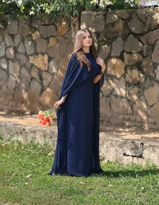 Navy Blue Chiffon Maxi Dress Medium to Large with Dupatta thumbnail 3
