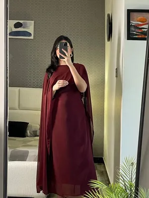 Maroon Chiffon Maxi Dupatta Set for Women thumbnail 2