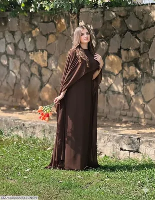 Brown Chiffon Maxi Dress with Dupatta Medium to Large