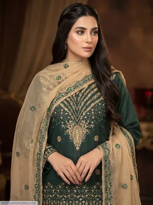 Green Embroidered 3-Piece Women's Suit for Eid Party Wear thumbnail 1