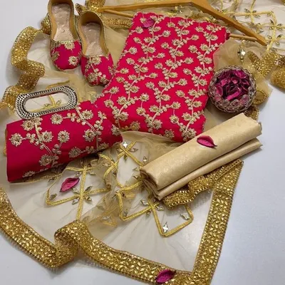 3 Pcs Women's Unstitched Embroidered Suit thumbnail 2