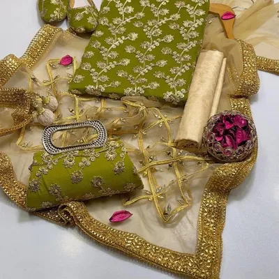 3 Pcs Women's Unstitched Embroidered Suit thumbnail 2