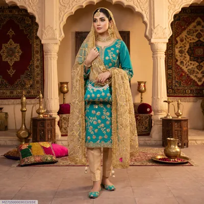 3 Pcs Women's Unstitched Embroidered Suit