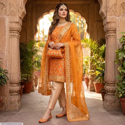 3 Pcs Women's Unstitched Embroidered Suit