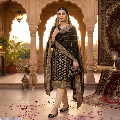 3 Pcs Women's Unstitched Embroidered Suit