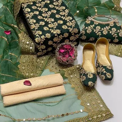 3 Pcs Women's Unstitched Embroidered Suit thumbnail 2