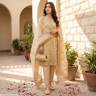 3 Pcs Women's Unstitched Embroidered Suit