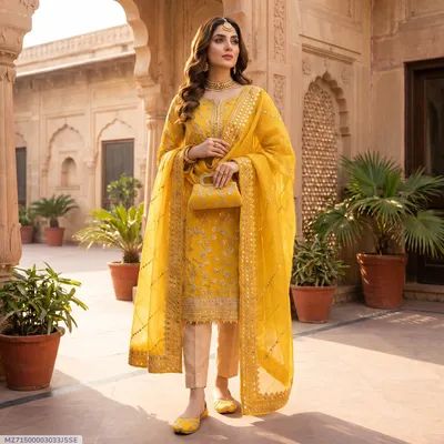 3 Pcs Women's Unstitched Embroidered Suit