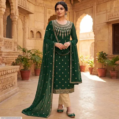 3 Pcs Women's Unstitched Embroidered Suit