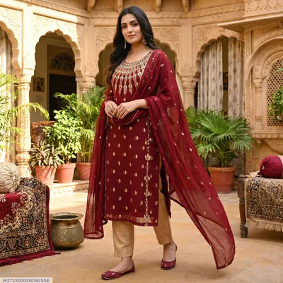 3 Pcs Women's Unstitched Embroidered Suit