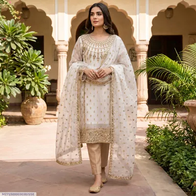 3 Pcs Women's Unstitched Embroidered Suit