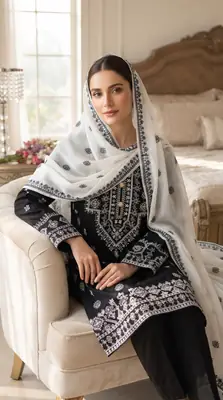 3 Pcs Women's Unstitched Embroidered Suit