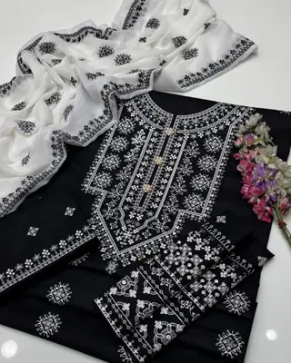3 Pcs Women's Unstitched Embroidered Suit thumbnail 2