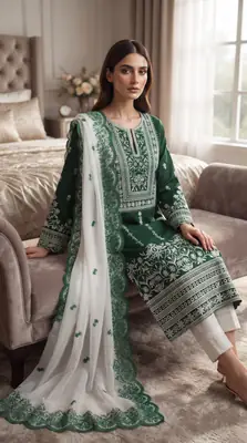 3 Pcs Women's Unstitched Embroidered Suit