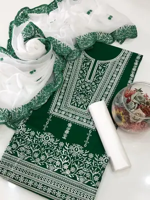 3 Pcs Women's Unstitched Embroidered Suit thumbnail 2