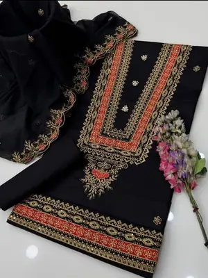 3 Pcs Women's Unstitched Embroidered Suit thumbnail 2