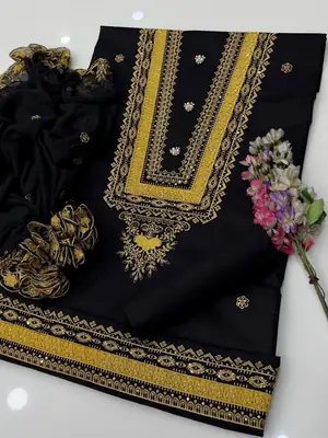 3 Pcs Women's Unstitched Embroidered Suit thumbnail 2