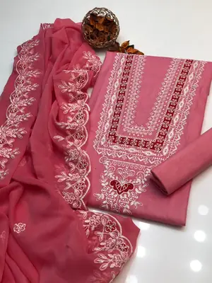3 Pcs Women's Unstitched Embroidered Suit thumbnail 2