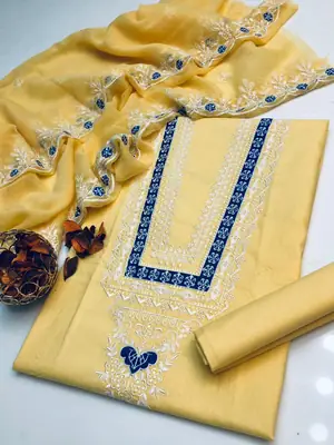 3 Pcs Women's Unstitched Embroidered Suit thumbnail 2
