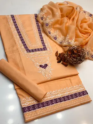 3 Pcs Women's Unstitched Embroidered Suit thumbnail 2