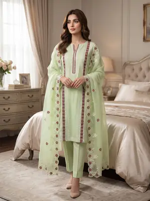 3 Pcs Women's Unstitched Embroidered Suit
