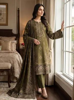 3 Pcs Women's Unstitched Embroidered Suit