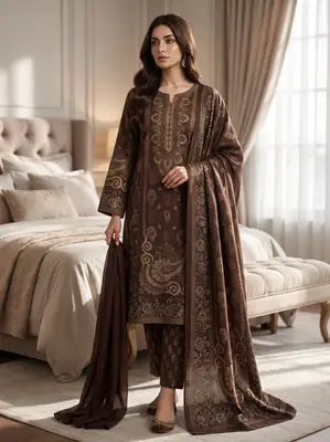 3 Pcs Women's Unstitched Embroidered Suit