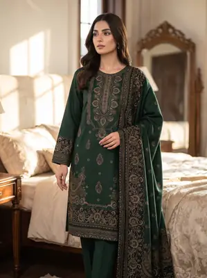 3 Pcs Women's Unstitched Embroidered Suit