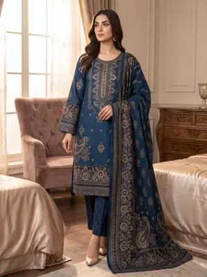3 Pcs Women's Unstitched Embroidered Suit