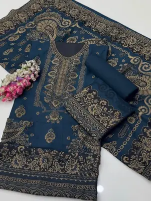 3 Pcs Women's Unstitched Embroidered Suit thumbnail 2
