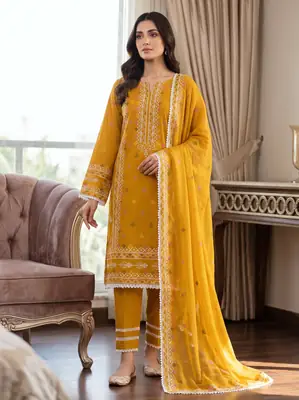 3 Pcs Women's Unstitched Embroidered Suit