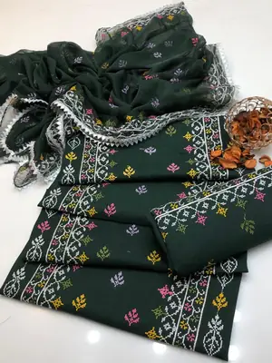 3 Pcs Women's Unstitched Embroidered Suit thumbnail 2
